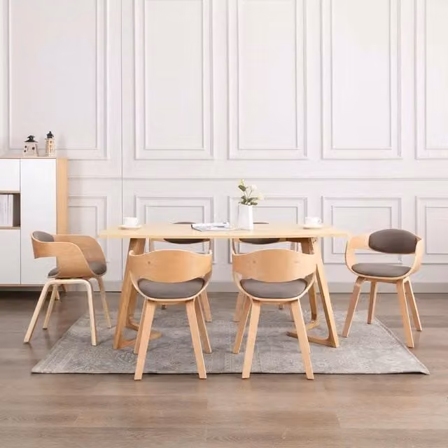 Set di 6 sedie da pranzo moderne vidaXL in legno e tessuto grigio