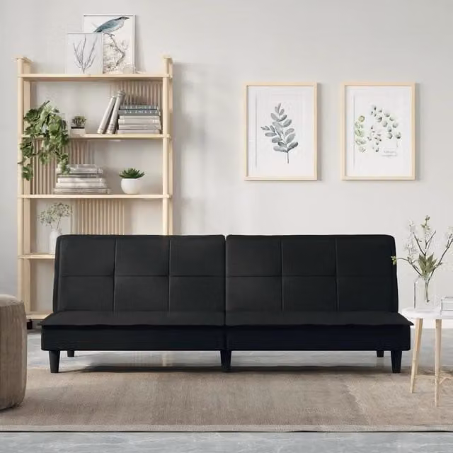 Divano Letto Nero in Tessuto 351915