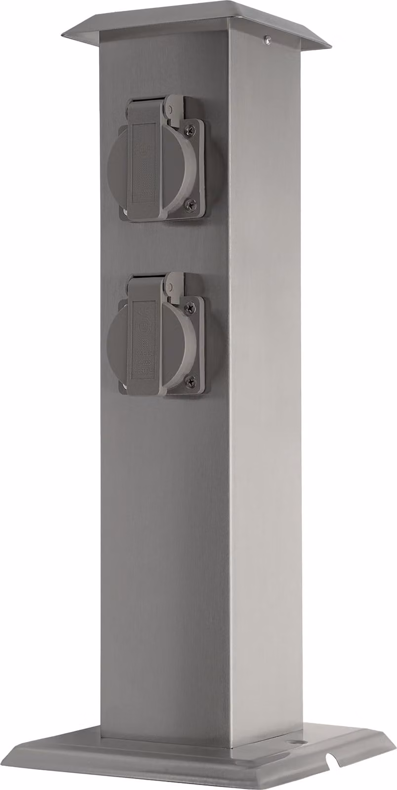 Presa da giardino Grafner in acciaio inox con 4 prese, IP54, angolare, verniciatura trasparente, profilo energetico presa multipla presa da esterno metallo presa da esterno a 4 vie