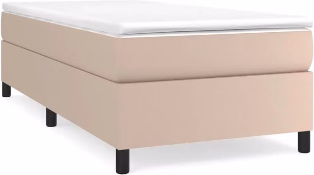Letto singolo | Letto per adulti | Giroletto a Molle con Materasso Cappuccino 90x200 cm Similpelle