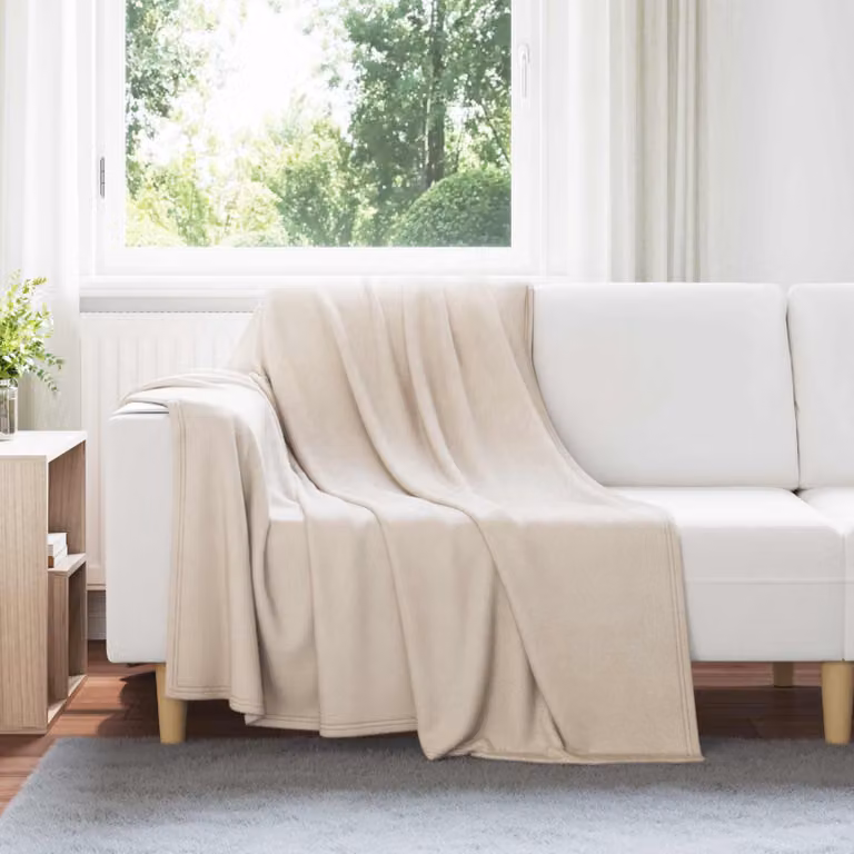 Set di 6 coperte in pile vidaXL beige, L 200 cm x P 150 cm