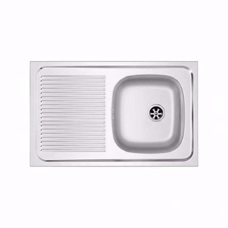 Lavello appoggio in acciaio 80x50 cm gocciolatoio SX - Cromo
