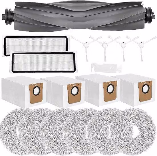 Accessori per aspirapolvere robot Xiaomi X20+, X10+, e per i modelli Dreame L10s Pro Gen 2, L10s Ultra, L10 Ultra, L10 Prime: spazzola principale + 6 panni + 4 sacchetti + 4 spazzole laterali