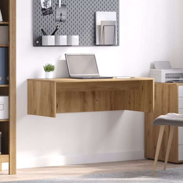 Scrivania a parete sospesa vidaXL in legno ingegnerizzato color rovere, L: 100 cm, P: 45 cm, H: 30 cm