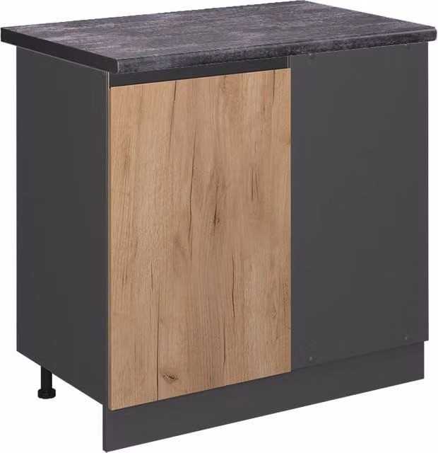 Mobile ad angolo cucina R-Line Rovere dorato/Antracite 86 cm J-Shape, PL Antracite Vicco