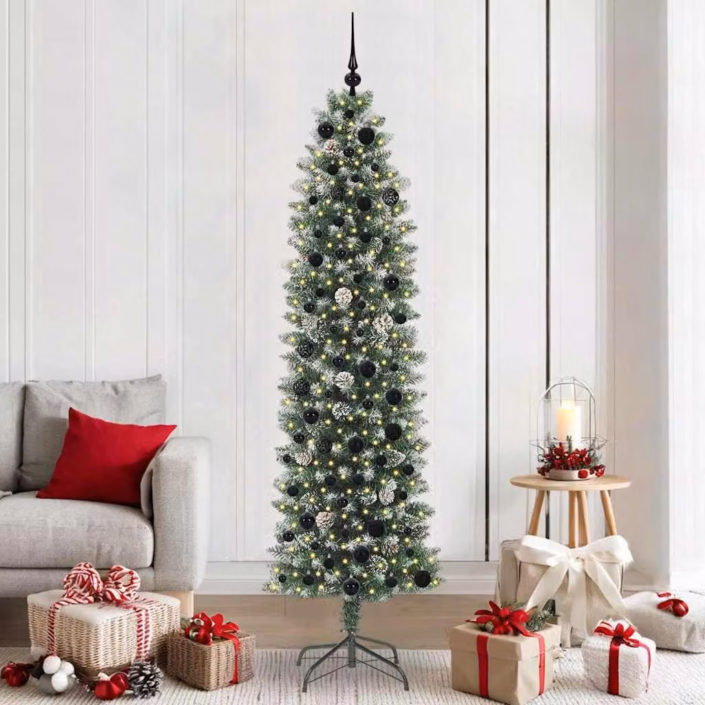 Maison Exclusive - Albero di Natale artificiale slanciato, verde e bianco, 210 cm