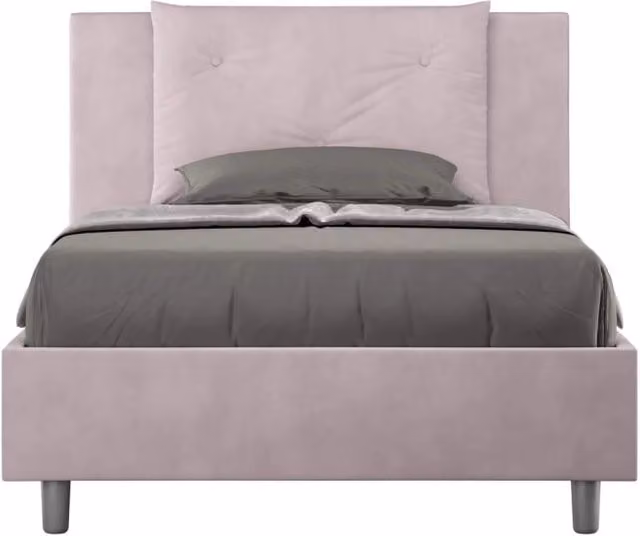 Letto una piazza e mezza senza rete imbottito 110x200 microfibra glicine Appia