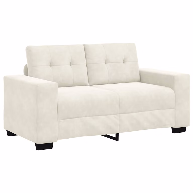 vidaXL Divano a due posti moderno in velluto beige e bianco, L: 160 cm