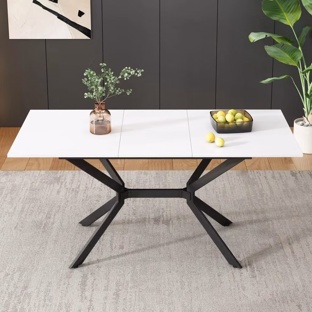 Tavolo da pranzo estensibile OKWISH moderno in MDF bianco e metallo nero per cucina e sala da pranzo – 2
