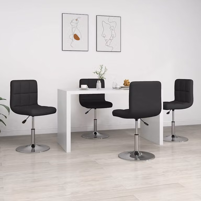 Set di 4 sedie da pranzo vidaXL moderne in similpelle nera con base girevole a 360 gradi per casa e ufficio