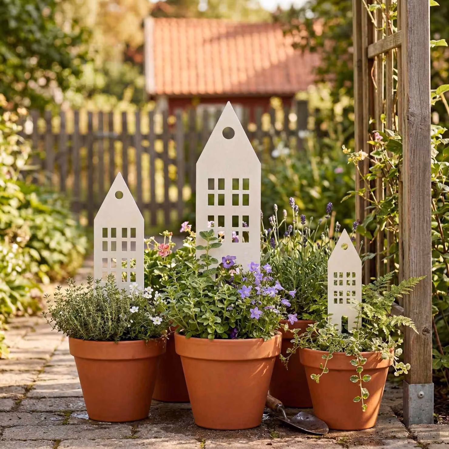 Set di 3 pali da giardino vidaXL in metallo bianco, L/P/H: 41 x 10 x 0,08 cm