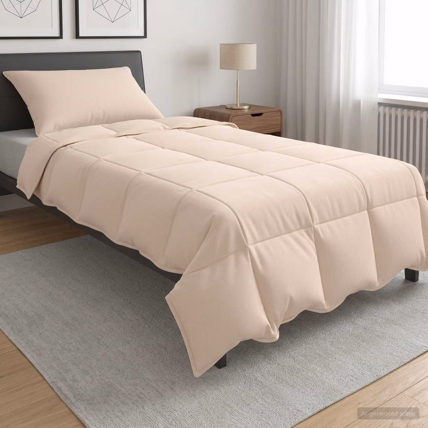 Set di 2 piumoni invernali vidaXL in beige con imbottitura in kapok, L 137 cm x L 200 cm, 350 gsm
