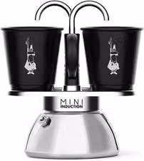 Caffettiera Bialetti Mini Express Induction per 2 tazze in alluminio, colore cromo e nero