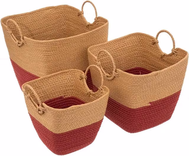 Set di 3 cestini in vimini intrecciato Five Simply Smart, colore rosso