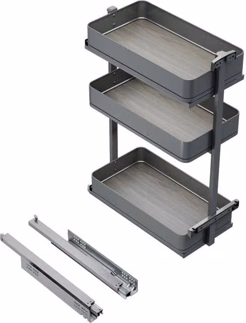 Portabottiglie laterale estraibile Titane Simplex con chiusura soft, modulo 200 mm, Grigio antracite