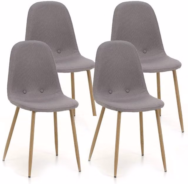 Set 4 Sedie 43,5x41,5x87,5 cm in Tessuto Grigio Chiaro