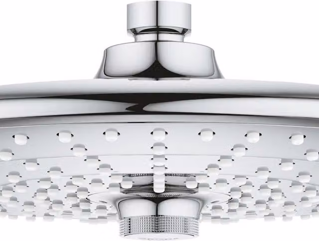 Soffione doccia overhead Grohe Vitalio Start 260 in ottone cromato con 3 getti e funzione anticalcare L: 26 cm, H: 8.6 cm, P: 8.6 cm