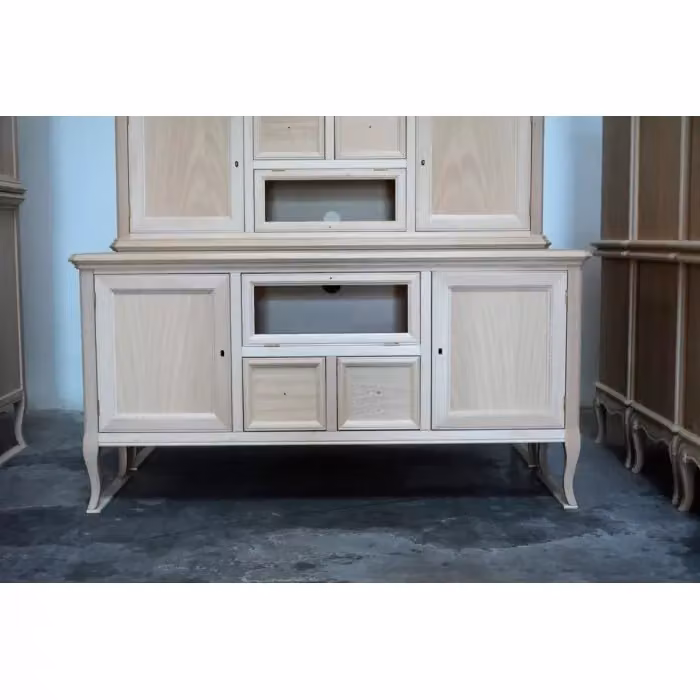 Porta TV classico Mobili 2G in legno marrone con 2 porte e 2 cassetti L 140 x P 45 x H 70 cm