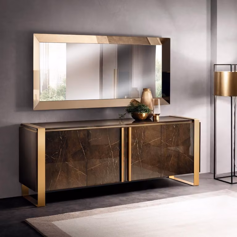 Konsolen Tisch Kommode mit Spiegel Luxus Klasse Möbel Set Konsole 2tlg. Holz