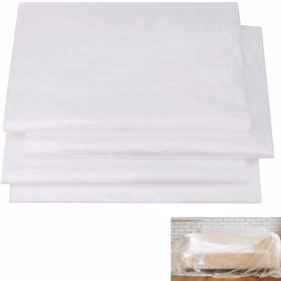 Ibenzoa® Set – 4 fogli protettivi trasparenti, dimensioni 4 m x 5 m, realizzati in polietilene resistente allo strappo, riutilizzabili, ideali per proteggere mobili e pavimenti durante lavori di pittura e ristrutturazione