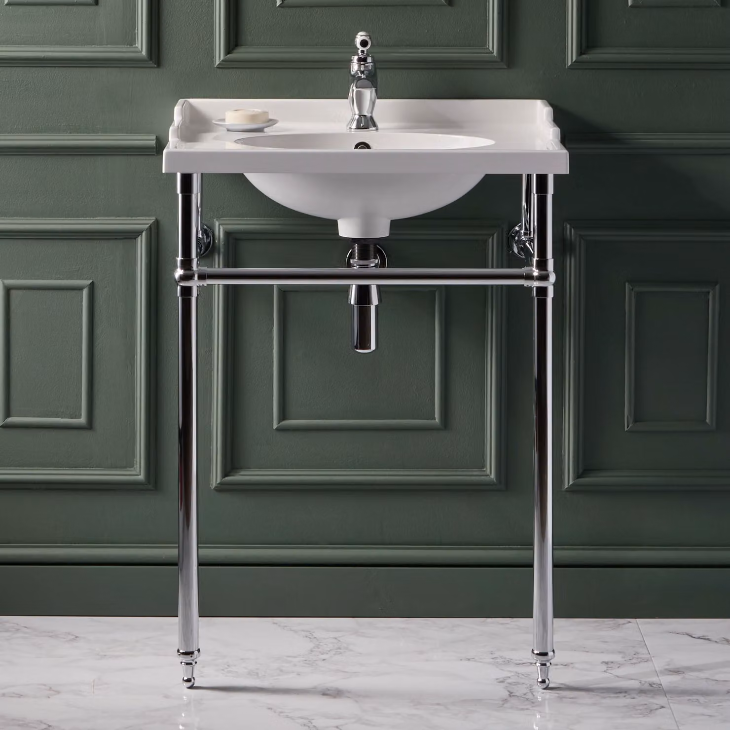 Consolle Cromata con Lavabo Tradizionale 630mm - Design Classico - Finitura premium - Elizabeth