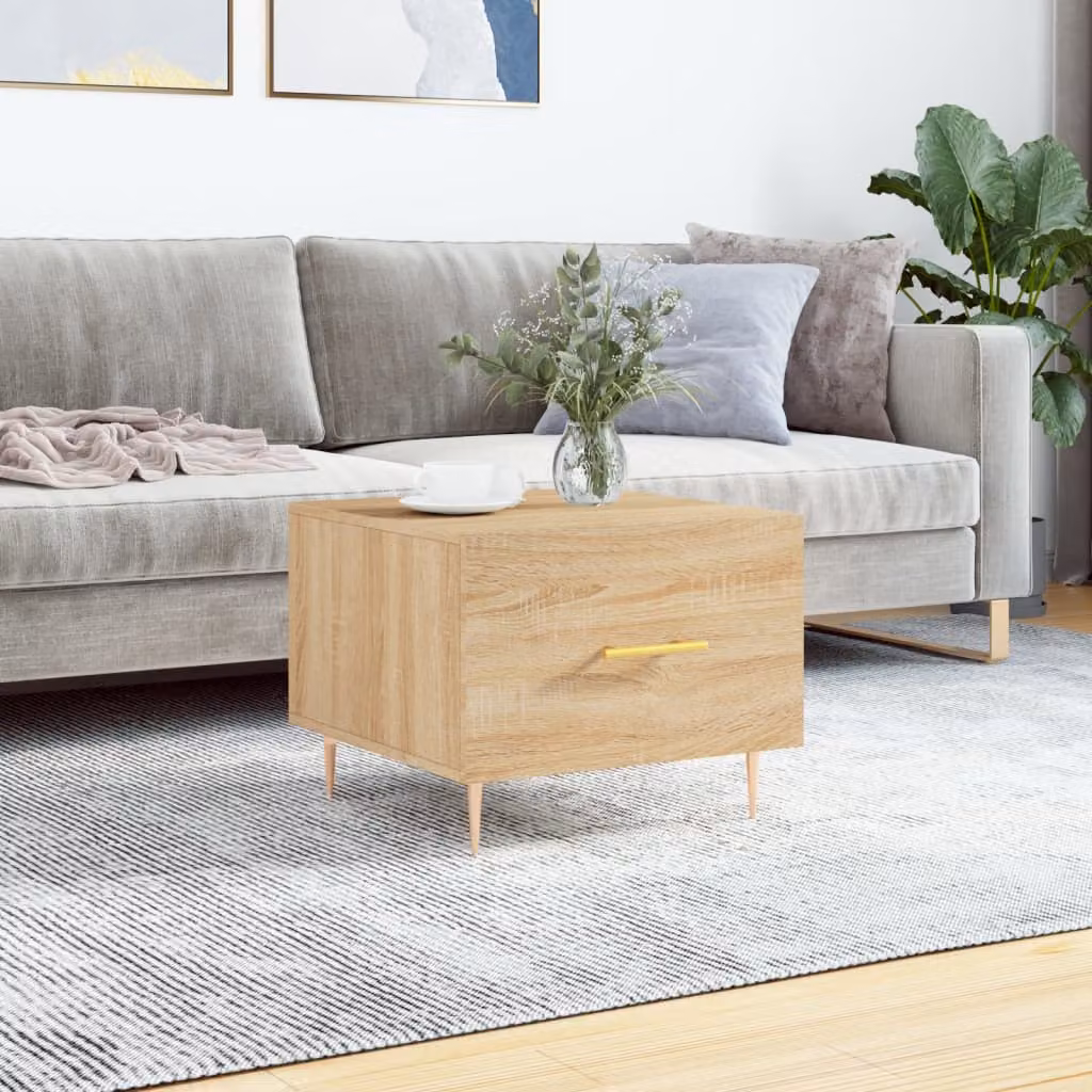 vidaXL Tavolino da Salotto Moderno in Rovere e Legno Multistrato, Colore Marrone, L/P/H: 50 x 50 x 40 cm