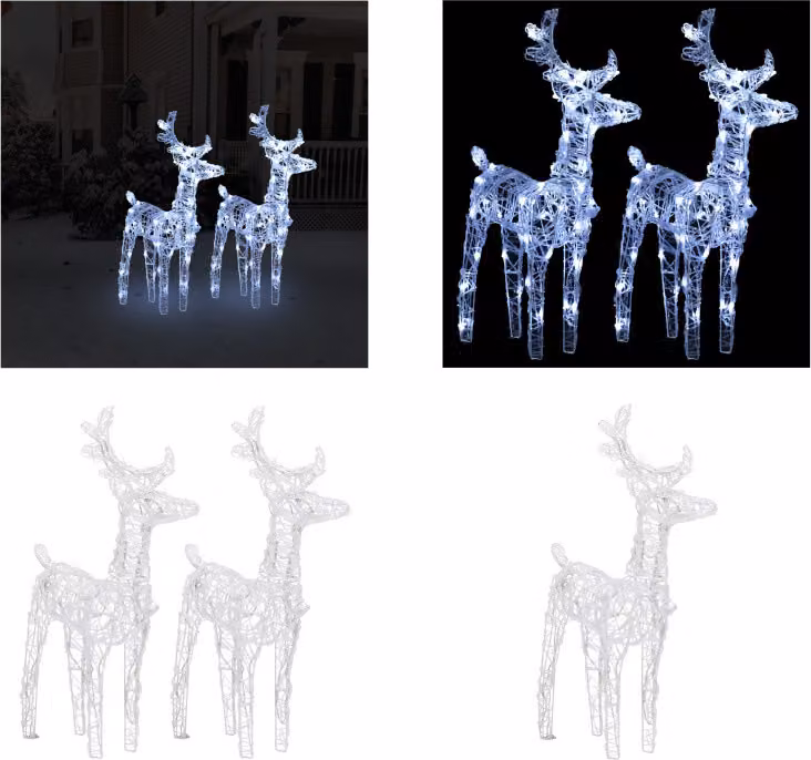 vidaXL Renna LED 2 pz. Bianco freddo 80 LED acrilico - Renna di Natale - Renna di Natale - Renna illuminata - Decorazione natalizia