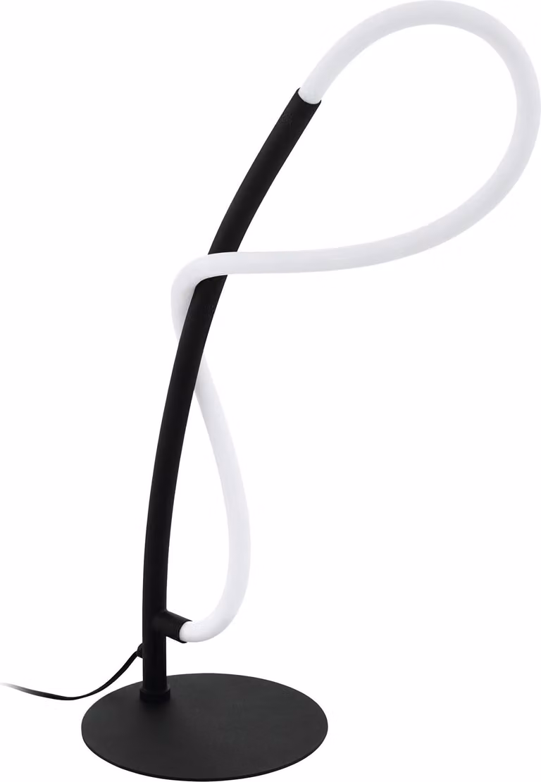 EGLO Lampada da tavolo a LED Egidonella, lampada da tavolo a 1 fiamma, lampada da comodino in acciaio e plastica, lampada da soggiorno in nero, bianco, con interruttore