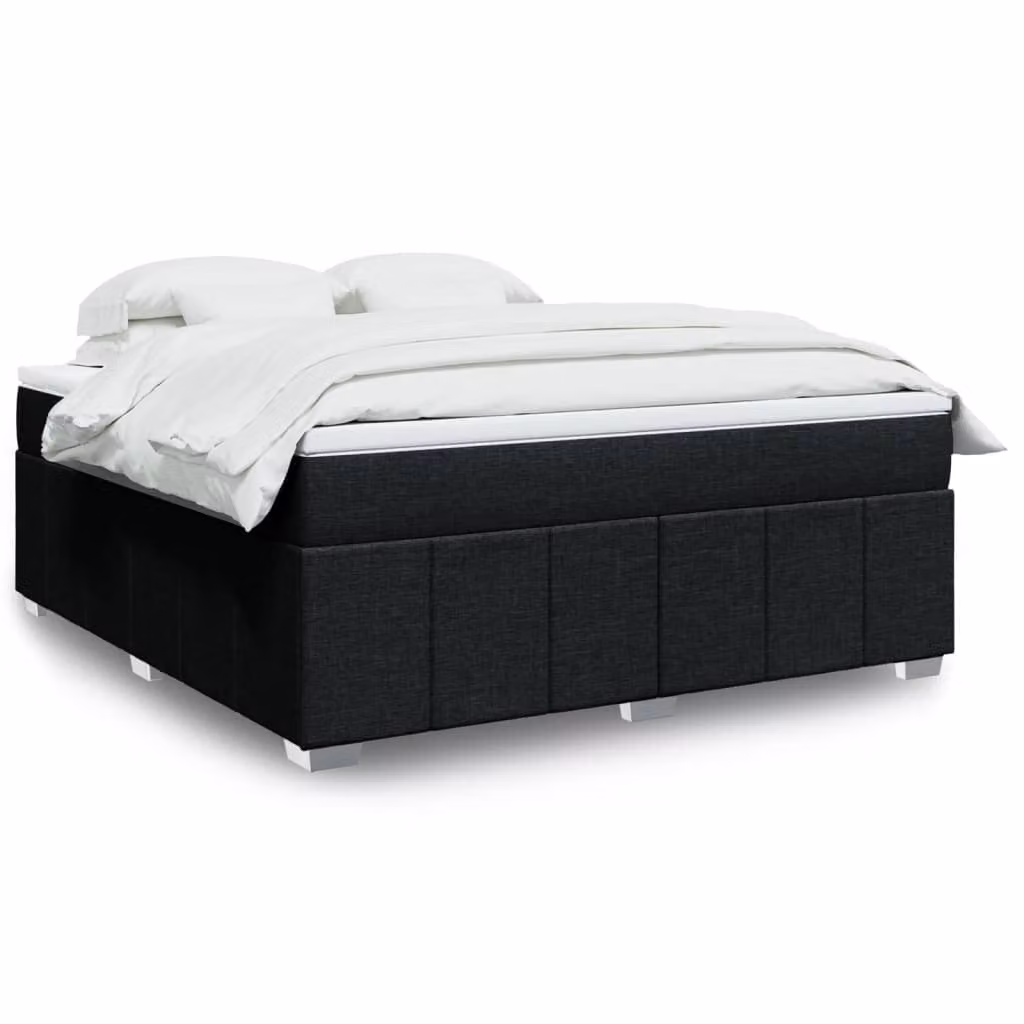 vidaXL Giroletto a Molle con Materasso Ibrido in Tessuto Nero L: 180 cm, P: 200 cm – 1