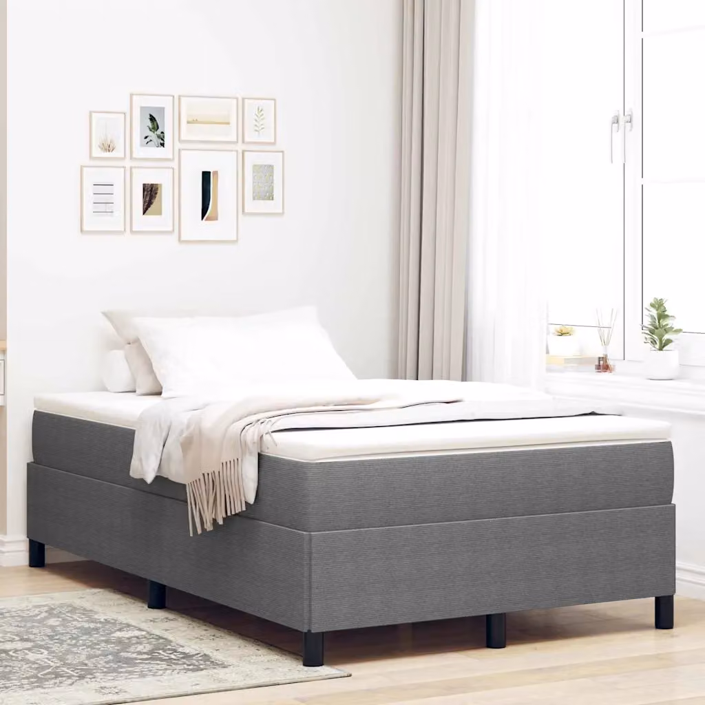 Letto a molle moderno vidaXL in tessuto corduroy grigio, L/P: 120 x 200 cm
