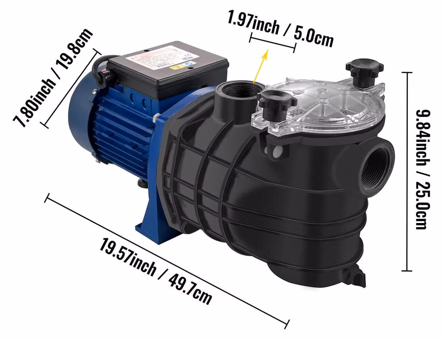 Pompa per piscina - 1 HP - Pompa di circolazione per piscina - Capacità di 4223 galloni all'ora - Protezione termica