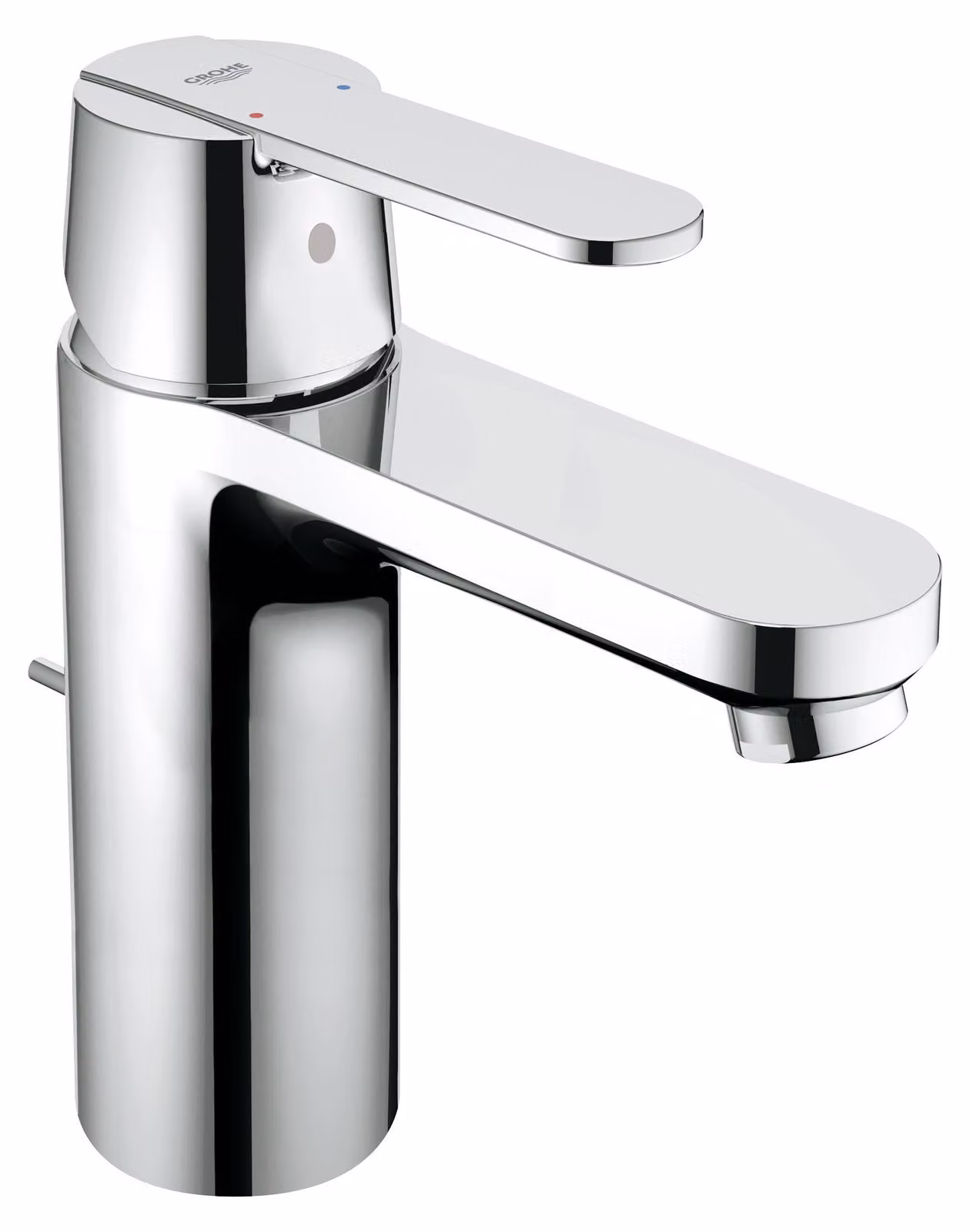 Miscelatore per lavabo, modello "M", monocomando, in ottone, finitura cromata