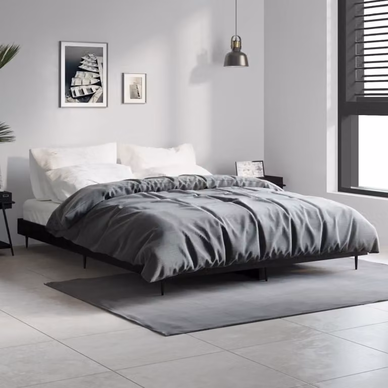 Giroletto vidaXL in legno e metallo nero e grigio L: 138 cm, P: 193 cm