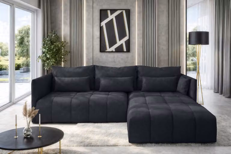 AX LIVING Gaziante Divano letto angolare con contenitore 248 cm grigio