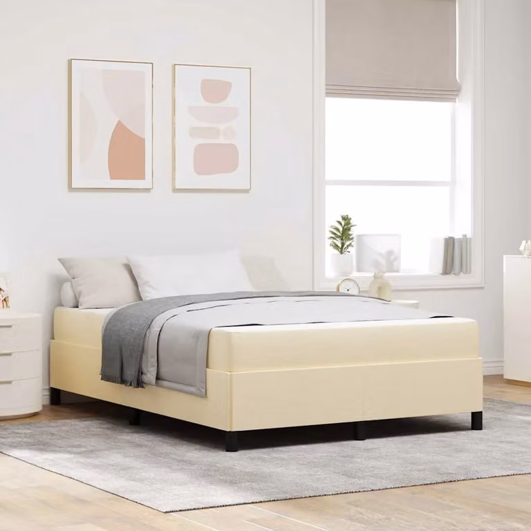 Letto a molle con materasso vidaXL in tessuto beige L 140 x P 190 cm