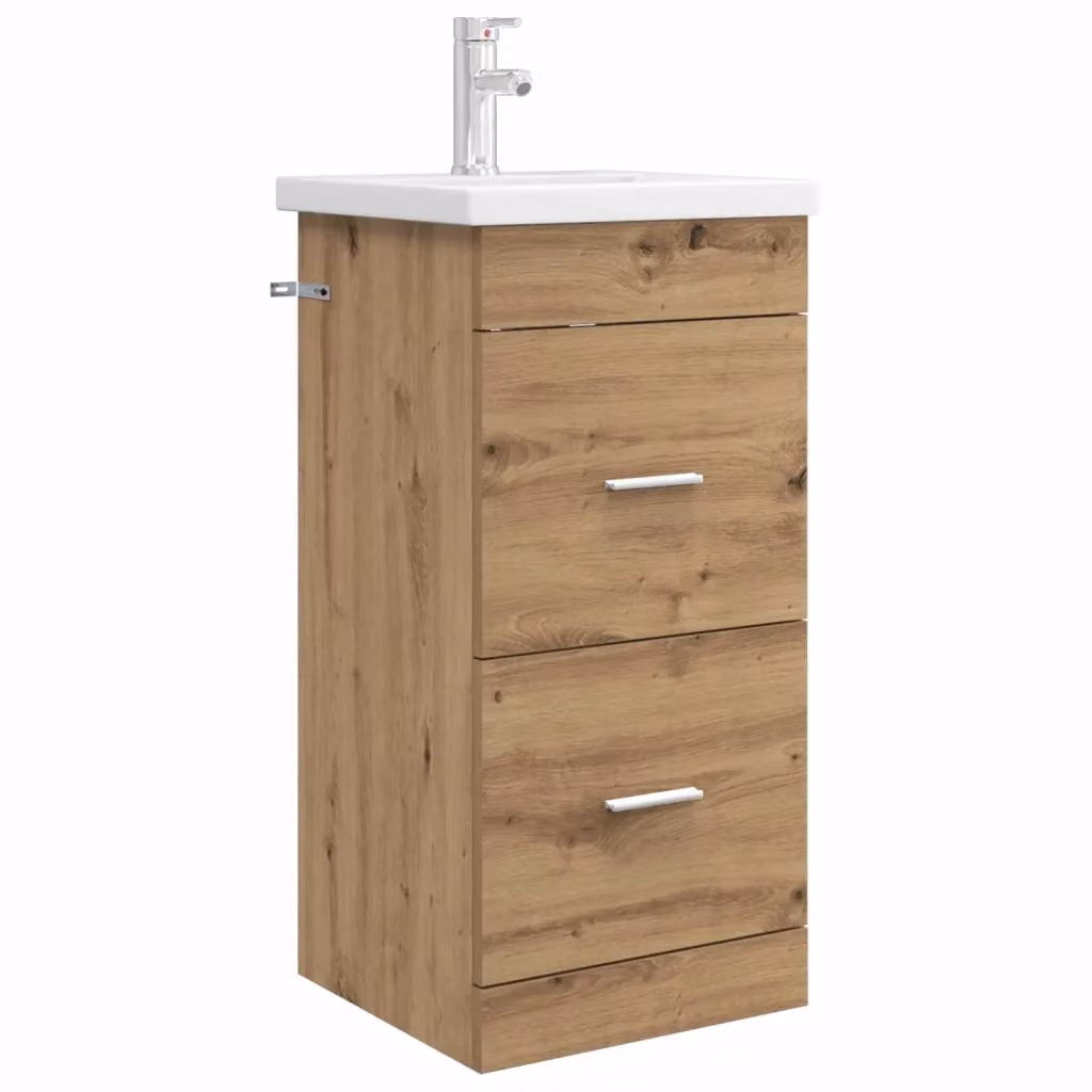 Mobile da bagno moderno vidaXL in legno color rovere con cassetti e ante, L/P/H: 42 x 40 x 84,5 cm – 2