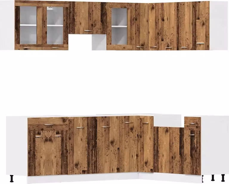 Set di Mobili da Cucina 11 pz Lyon Legno Antico in Truciolato
