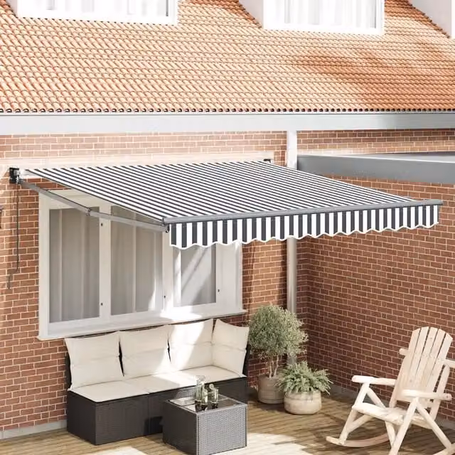 Tenda da Sole VIDAXL Antracite e Bianca con Bracci Pieghevoli in Alluminio e Poliestere L: 3 m, P: 2,5 m