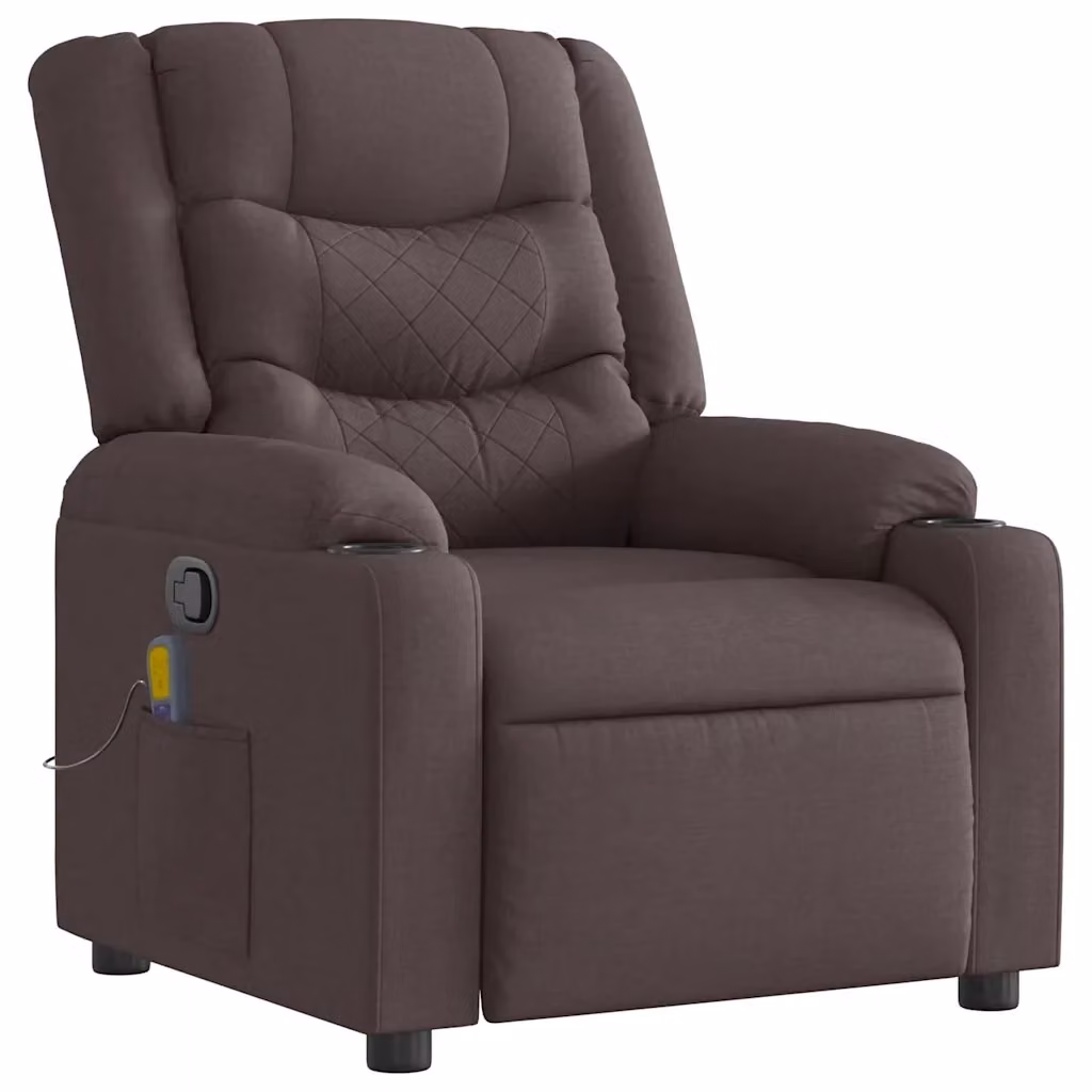 Poltrona Relax Reclinabile vidaXL in Tessuto Marrone con Braccioli e Struttura in Legno e Metallo – 2