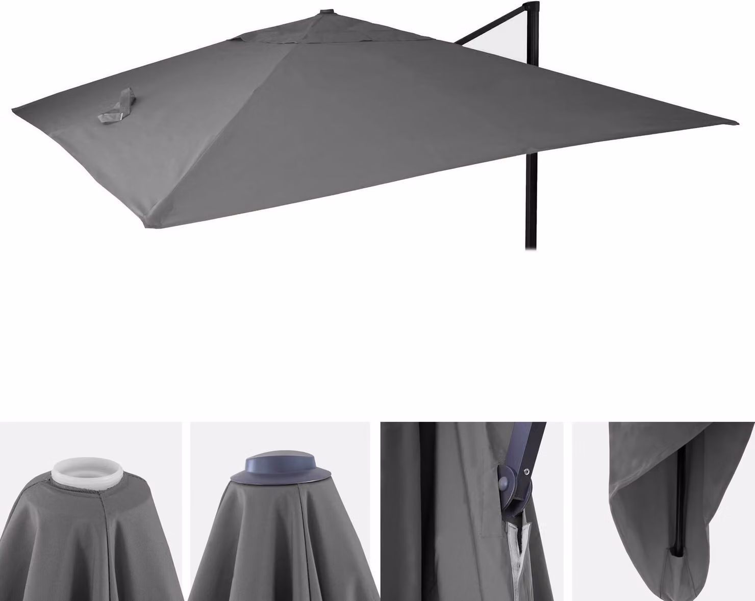 Copertura di ricambio per ombrellone da giardino HWC-A96, copertura per ombrellone, 3x3 metri (diametro 4,24 metri), poliestere, colore antracite