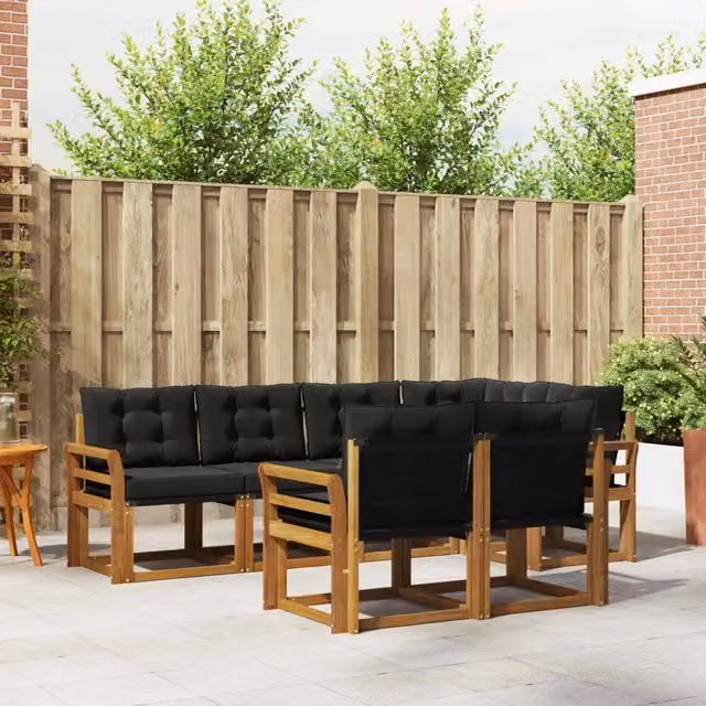 Set di divani da esterno 7 pz Naturale e Nero 3368763