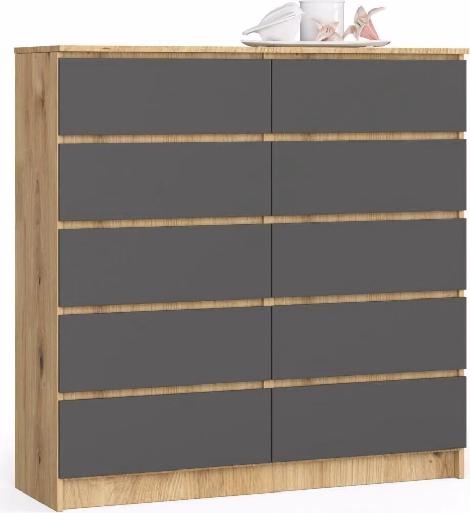 Comò alto SAVRILA - rovere artisan / grigio