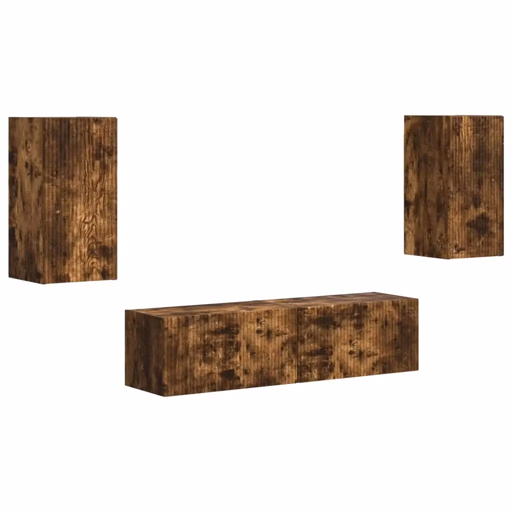 Set mobile TV moderno vidaXL in 4 pezzi color rovere fumé marrone in legno MDF per soggiorno L/P/H: 60,0 x 31,0 x 29,5 cm – 2