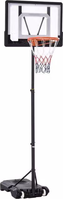 Canestro da basket per esterni, supporto regolabile in altezza per bambini con ruote, nero, 83 x 75 x 206-260 cm