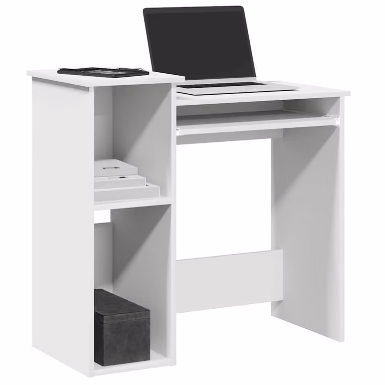 Scrivania con mensole vidaXL bianca in legno MDF laminato L: 84 cm, P: 40 cm, H: 78 cm