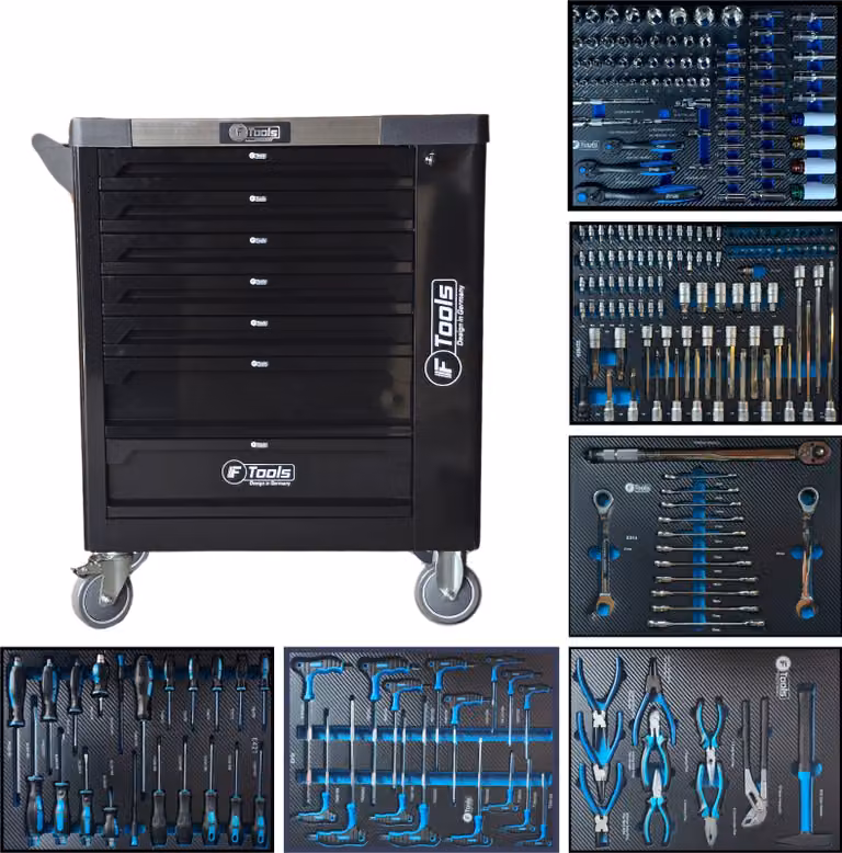 Toolcar F-Tools Carrello portautensili XXL Carrello da officina pieno di utensili manuali