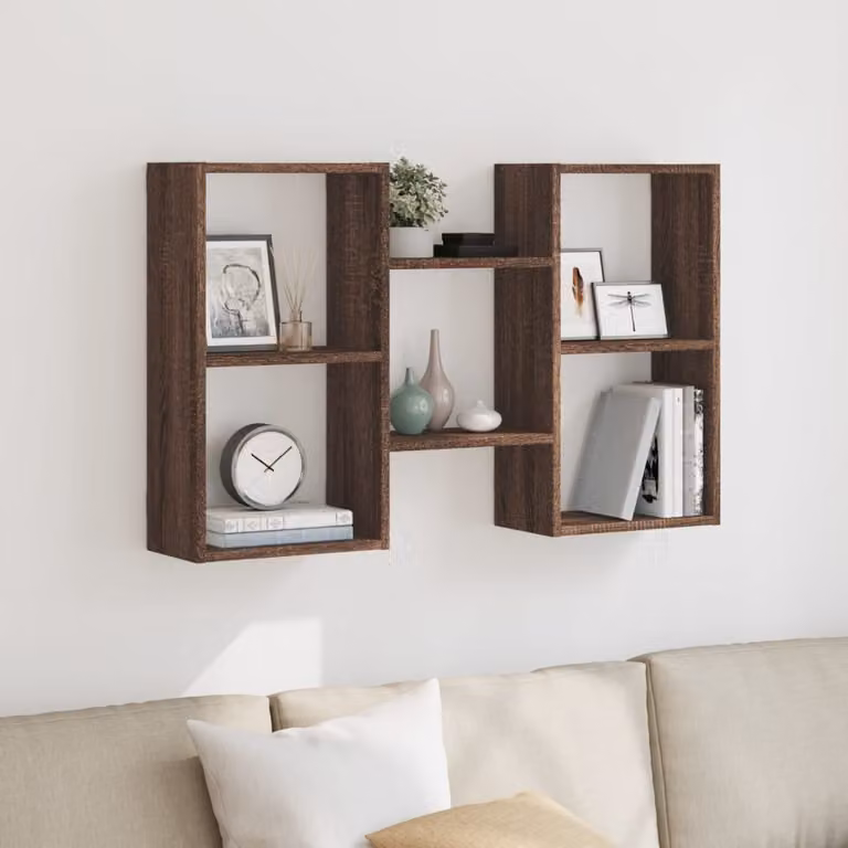 Mensola a muro vidaXL in MDF color rovere marrone L: 96 cm, P: 18 cm, H: 60 cm