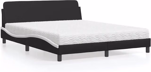 Letto con Materasso Dover Nero e Bianco 160x200cm Similpelle 3208442