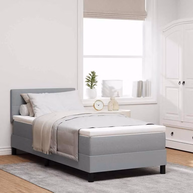 Maison Exclusive - Letto a molle con materasso Grigio chiaro 90 x 200 cm Tessuto