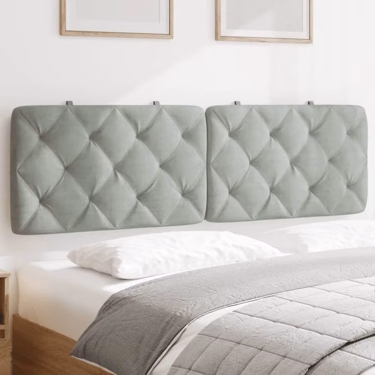Cuscino Testiera vidaXL in Velluto Grigio Chiaro, Larghezza: 160 cm